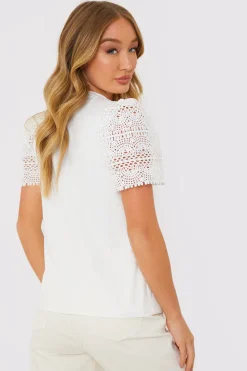 Crochet Sleeve T-Shirt|In the Style Outlet