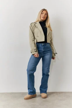 Cropped Belted Trench Coat|Fits Outlet