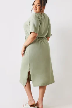 DRAWSTRING WAIST SPLIT HEM TSHIRT DRESS|In the Style