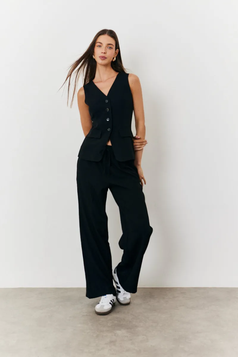 Elasticated Mid Rise Wide Leg Trouser|In The Style