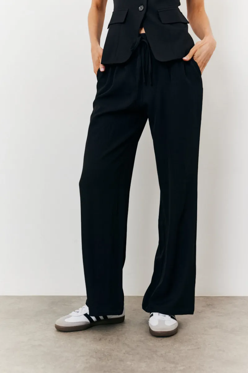 Elasticated Mid Rise Wide Leg Trouser|In The Style