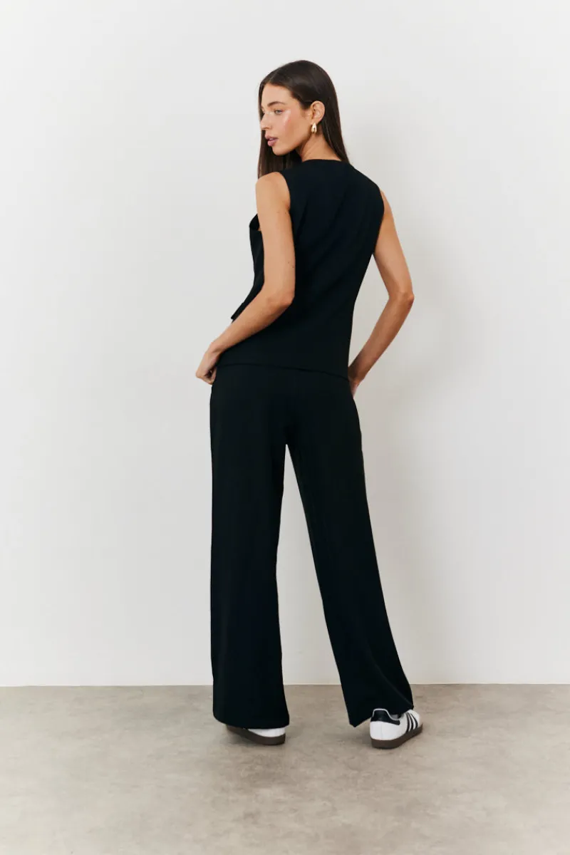 Elasticated Mid Rise Wide Leg Trouser|In The Style
