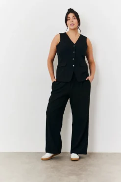 Elasticated Mid Rise Wide Leg Trouser|In The Style