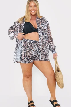 Elasticated Waist Leopard Print Co-Ord Beach Short|In The Style Sale