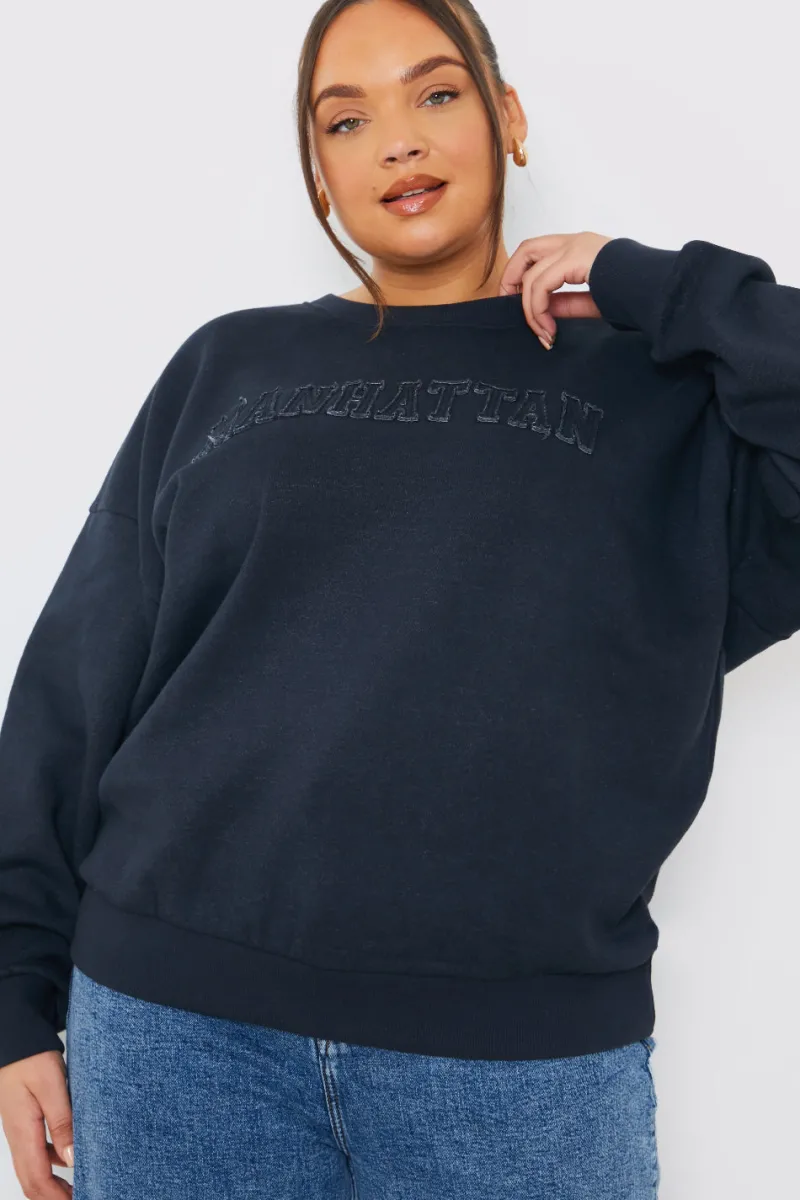 Embroidered Distressed Oversized Sweatshirt|In the Style Clearance