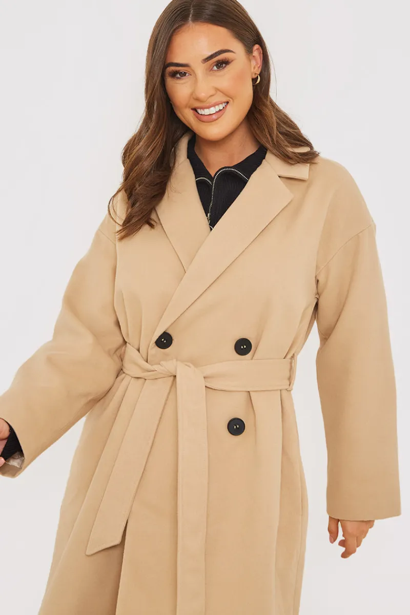 Faux Wool Belted Longline Coat|In the Style Best