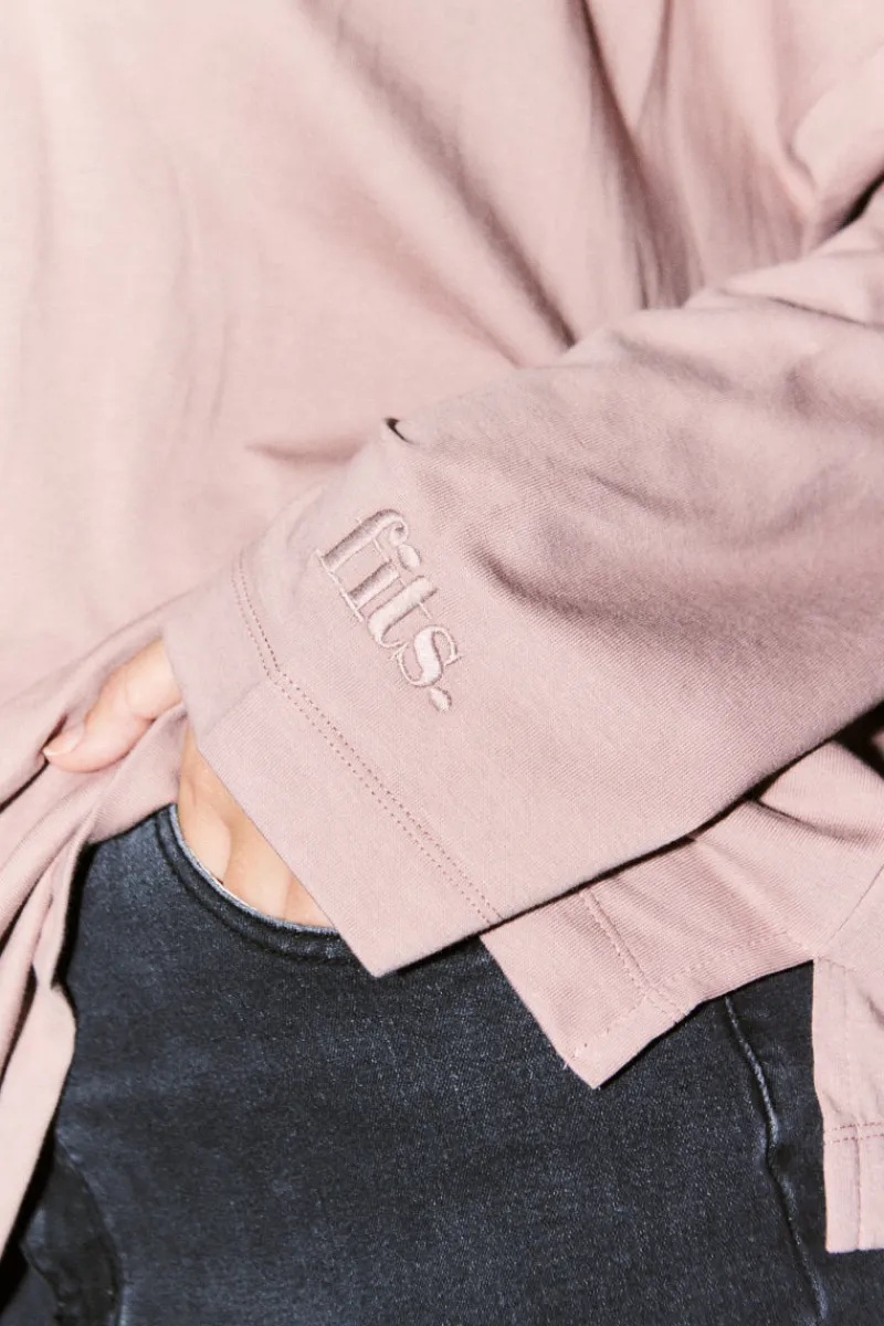 Embroidered Crew Neck Long Sleeve T-Shirt|Fits Hot