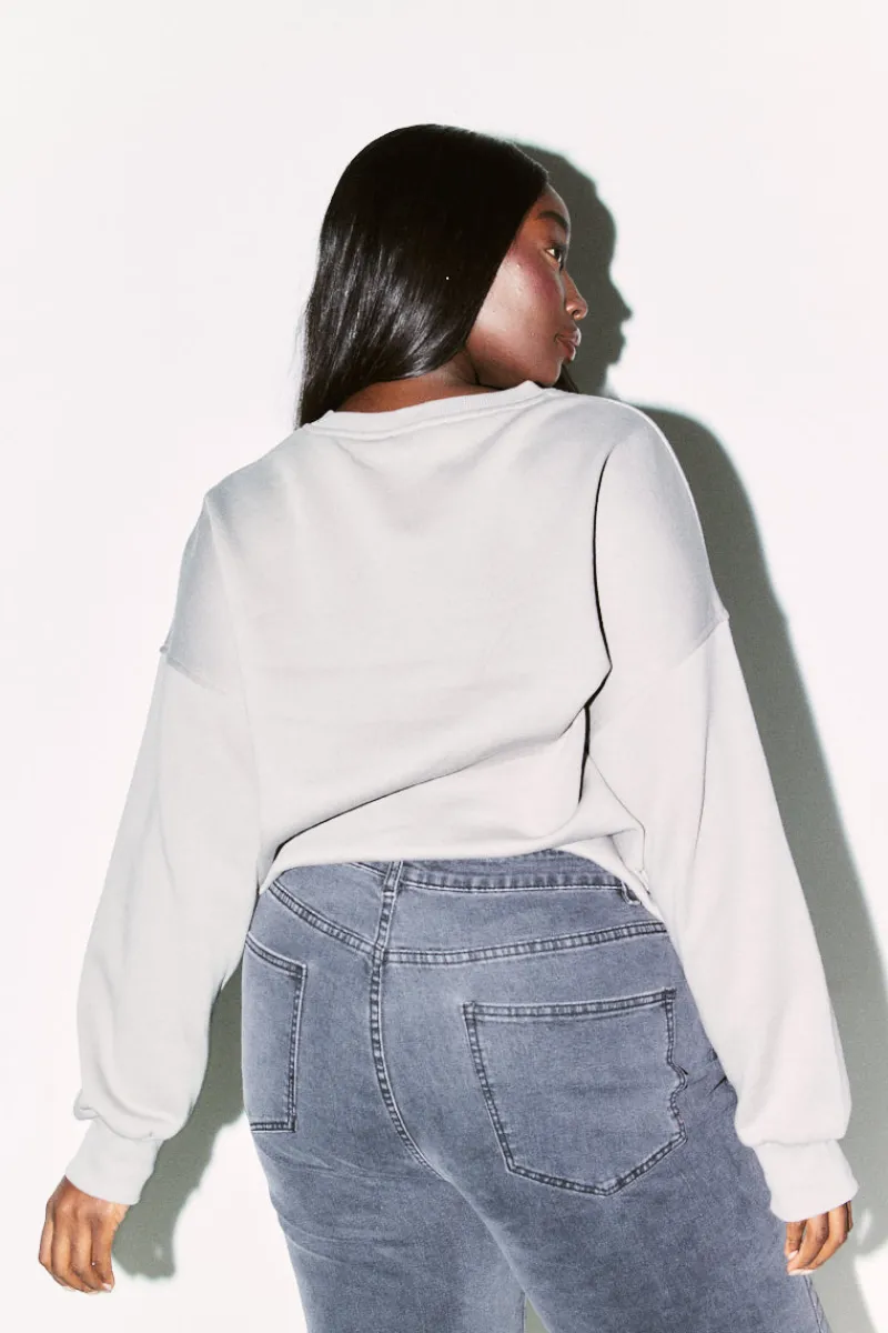 Slogan Knitted Crew Neck Sweatshirt|Fits Online