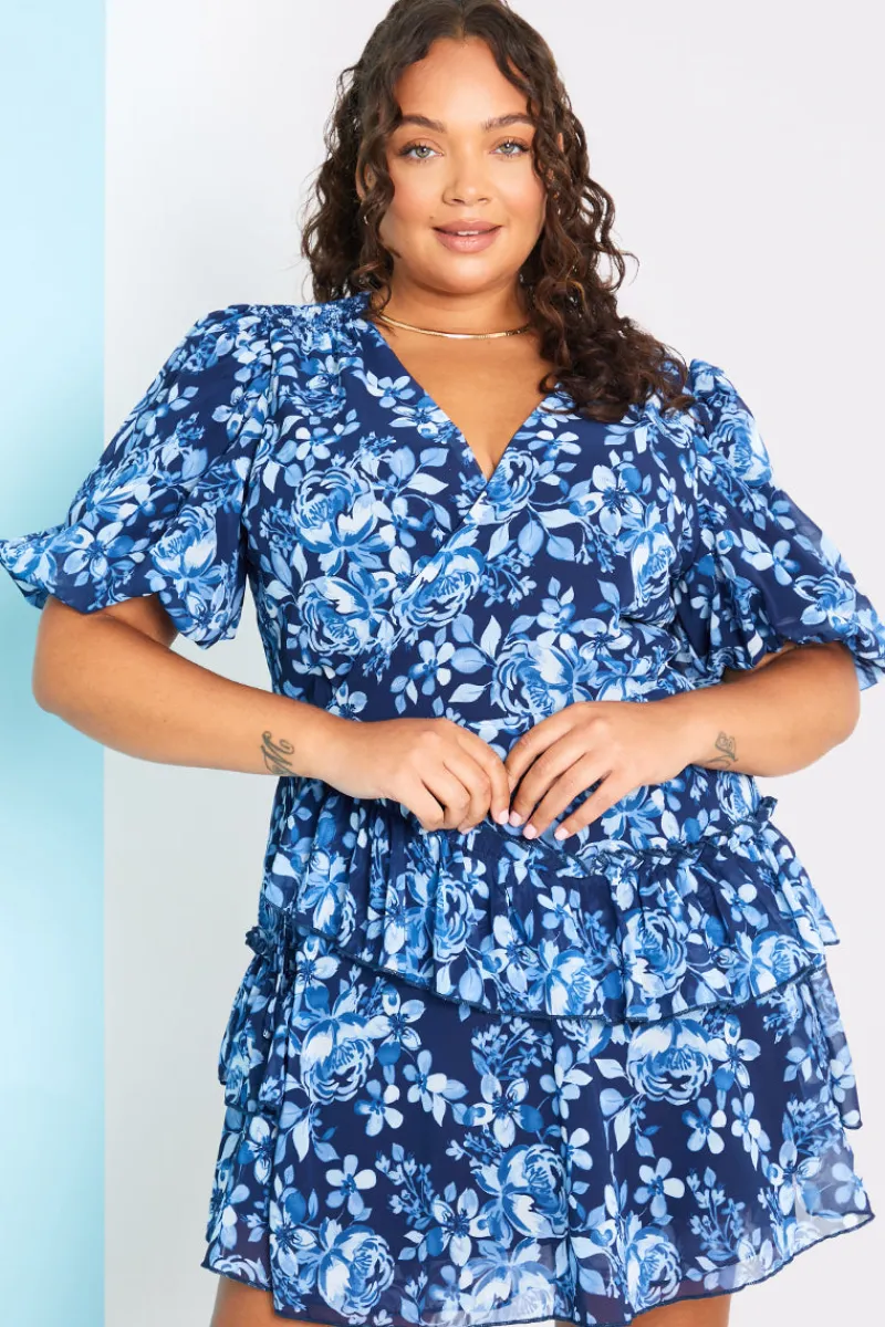 Floral Chiffon Wrap Detail Mini Dress|In the Style Discount