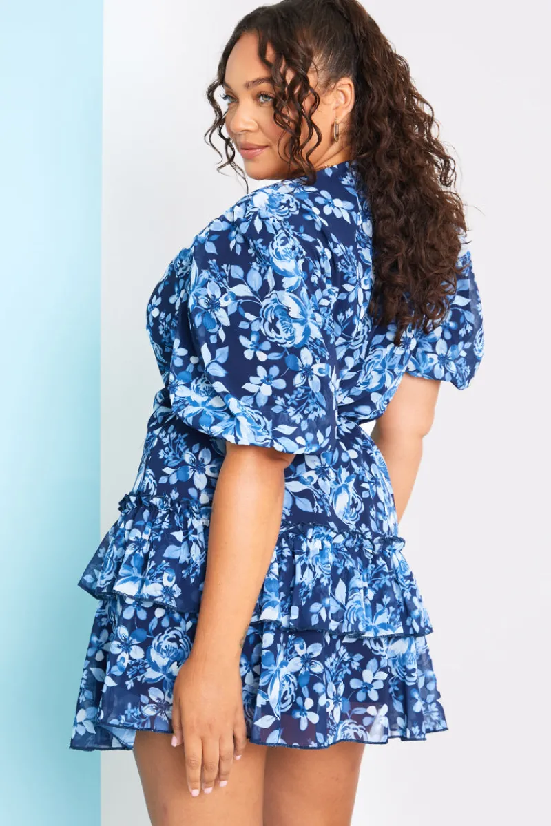 Floral Chiffon Wrap Detail Mini Dress|In the Style Discount