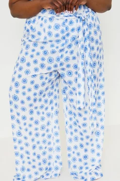Floral Print Tie Detail Wide Leg Trousers|In the Style Discount