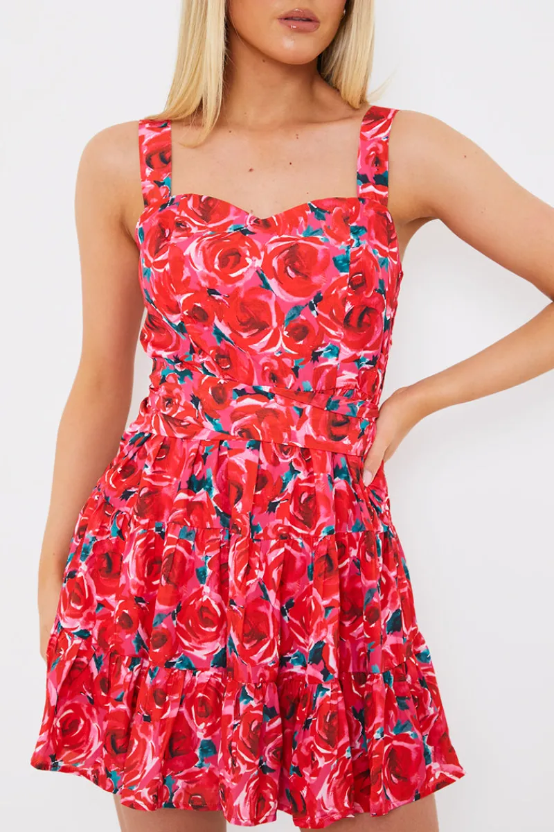 Floral Tiered Mini Dress|In the Style New