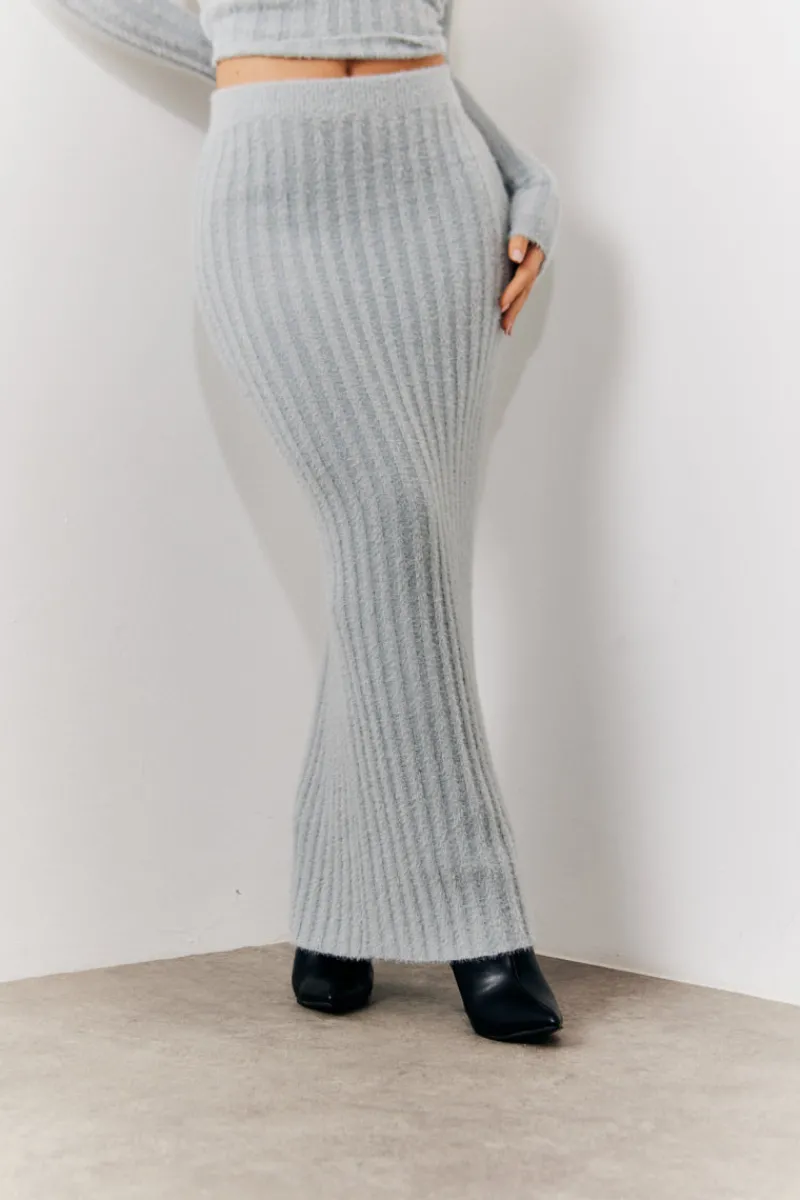 Fluffy Rib Co-Ord Midaxi Skirt|In The Style Sale