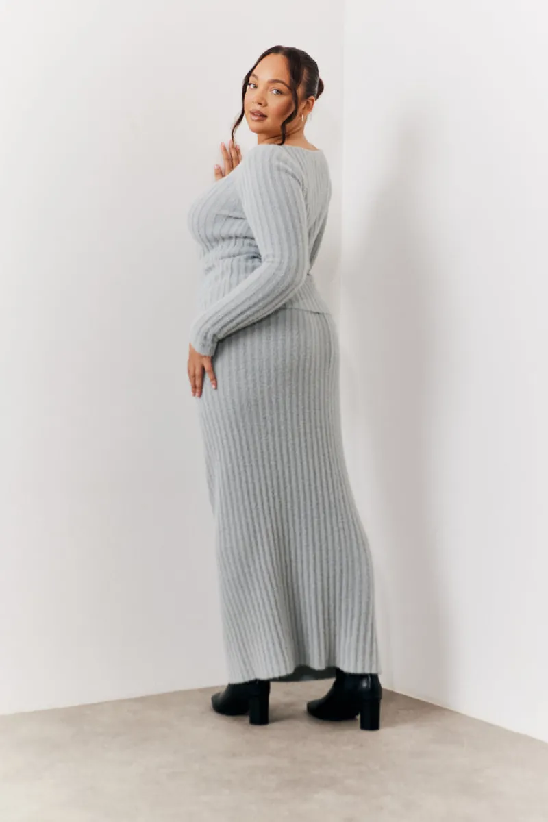 Fluffy Rib Co-Ord Midaxi Skirt|In The Style Sale