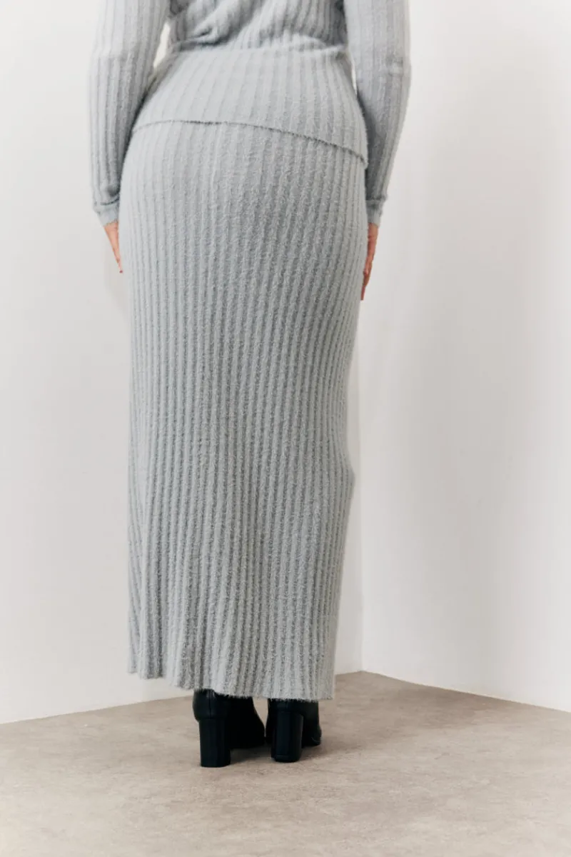 Fluffy Rib Co-Ord Midaxi Skirt|In The Style Sale