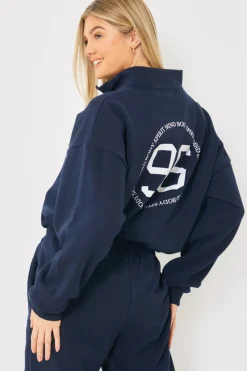 Half Zip '96' Printed Toggle Sweater|In the Style Best