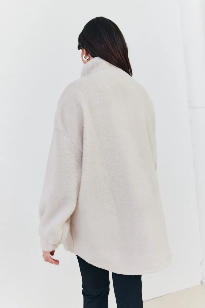 Half Zip Borg Pull Over Jacket|In the Style Hot