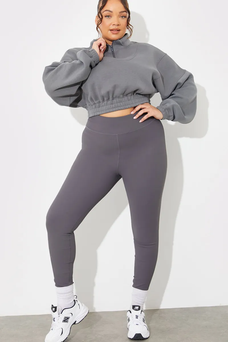 Half Zip Up Cropped Jersey Sweater|Fits Online