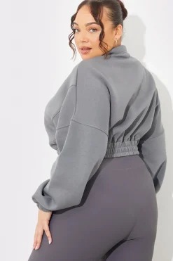 Half Zip Up Cropped Jersey Sweater|Fits Online