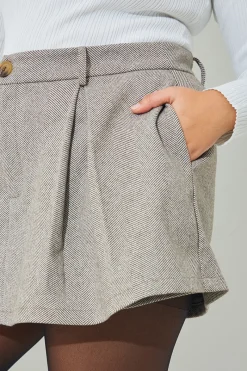 Herringbone Check Pleated Skort|In the Style Outlet