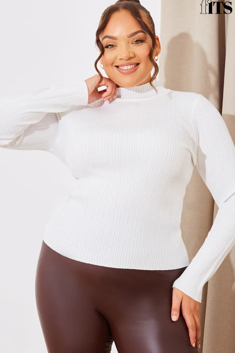 High Neck Variegated Rib Knit Top|In The Style Online