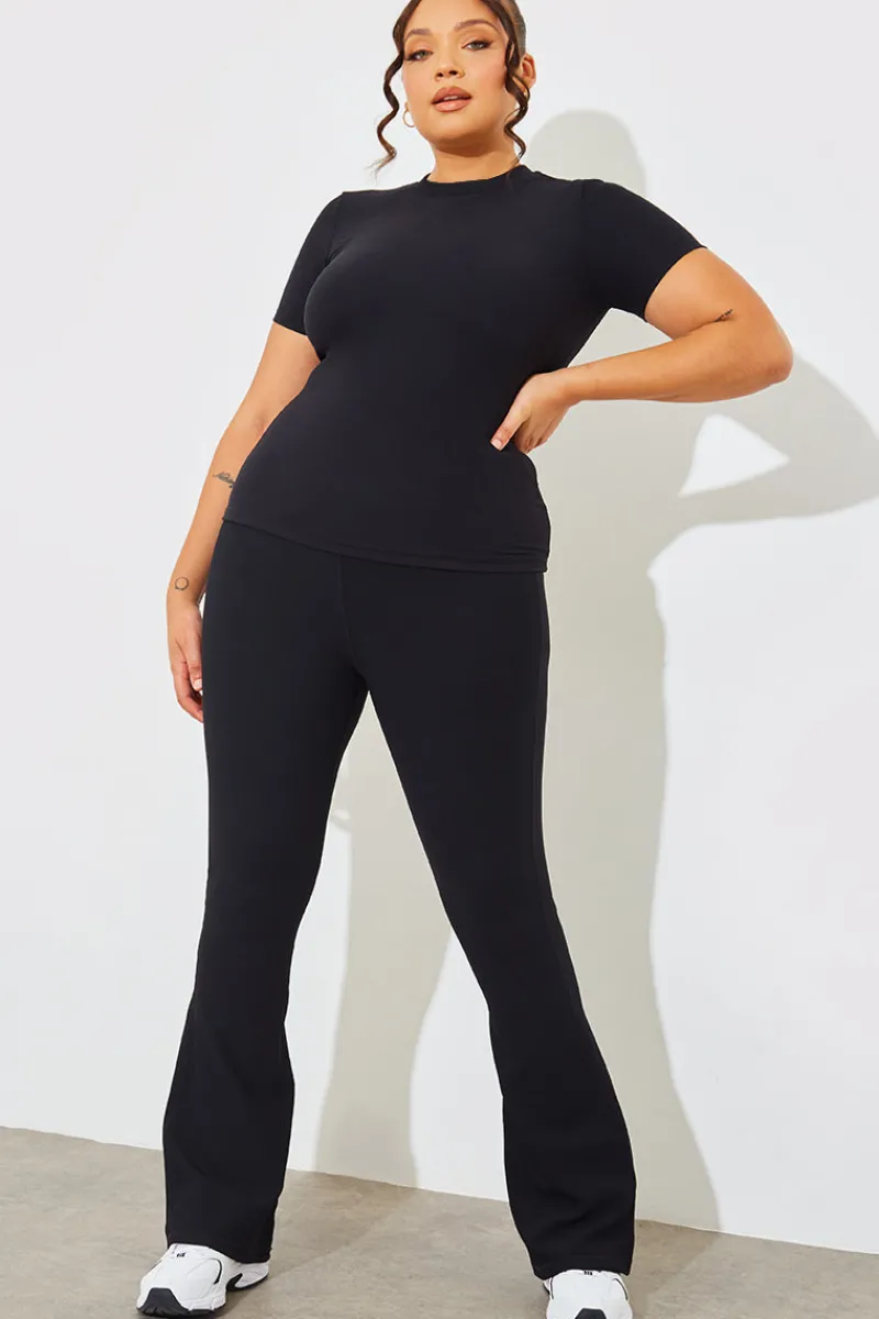 High Waist Kick Flare Rib Trouser|Fits Outlet