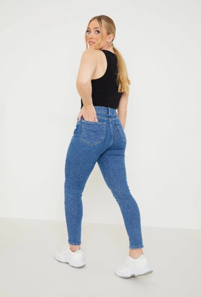 High Waisted Stretch Skinny Jeans|In the Style Outlet
