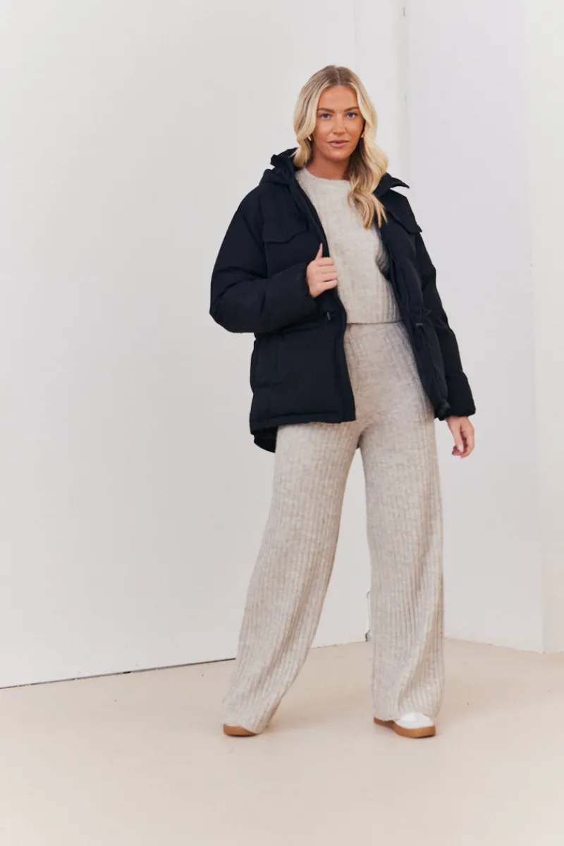 Hooded Drawstring Waist Puffer Coat|In the Style Hot