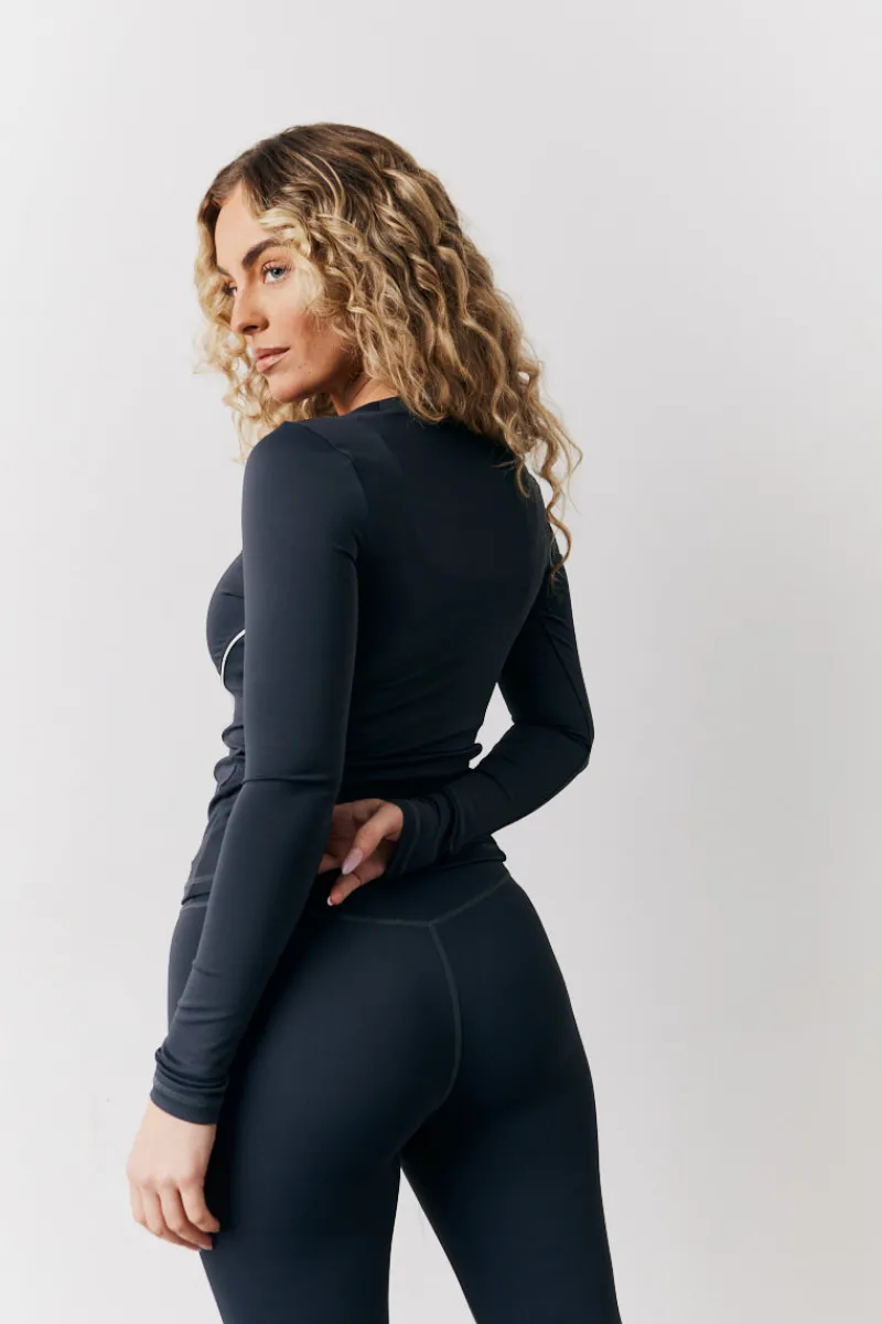 Contrast Piping Long Sleeve Co-Ord Top|Fits Online
