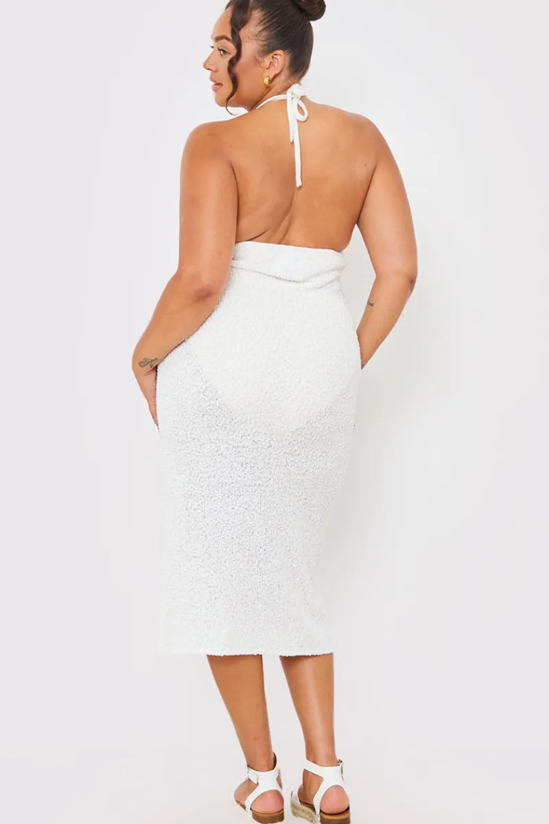 Interest Yarn Halter Neck Knit Midi Dress|In the Style New
