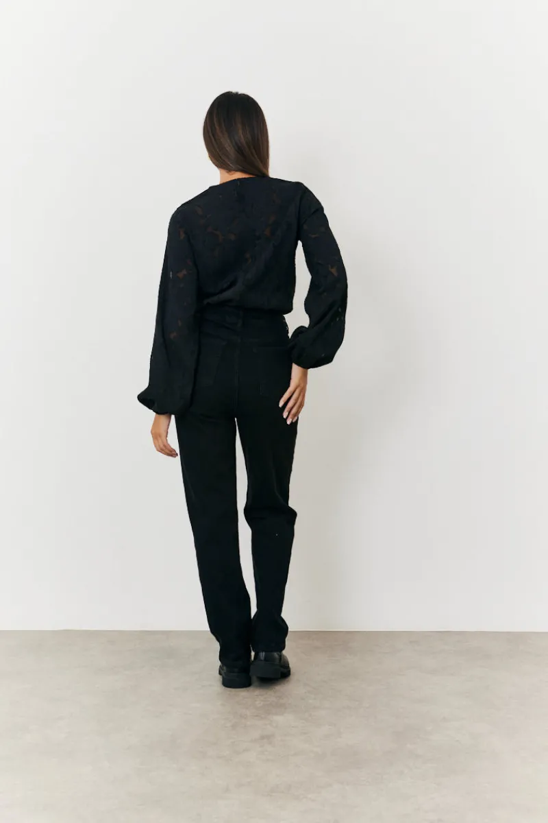 Jacquard Balloon Sleeve Bodysuit|In the Style Best