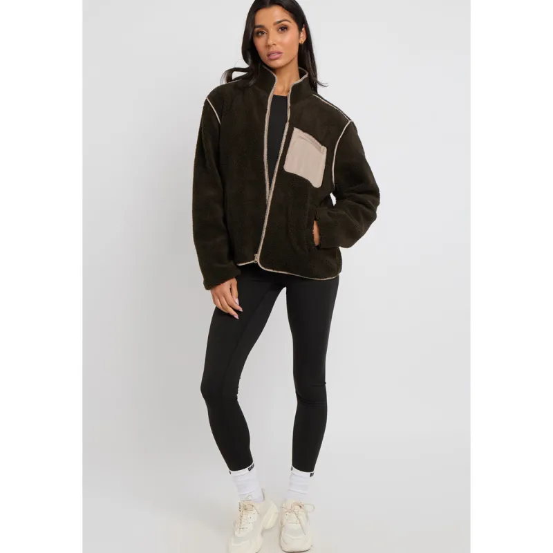 Khaki Fleece Jacket|Urban Bliss Best
