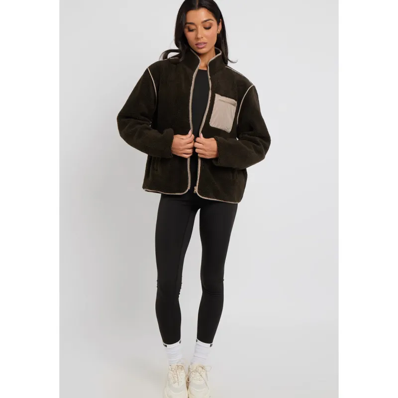 Khaki Fleece Jacket|Urban Bliss Best
