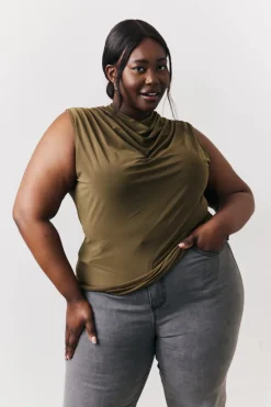 Slinky Cowl Front Sleeveless Top|In the Style