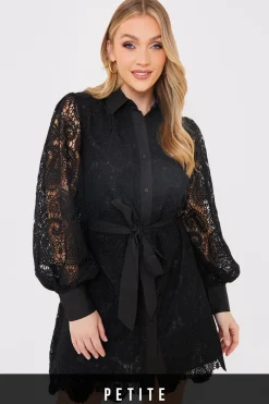 Lace Belted Shirt Dress|In the Style Hot