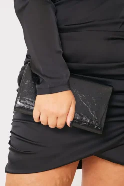 Leather Look Clutch Bag|In The Style Sale