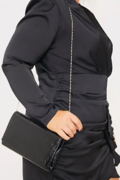 Leather Look Clutch Bag|In The Style Sale
