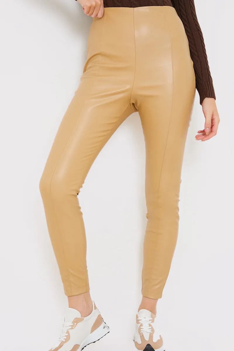 Leather Look Leggings With Elasticated Waist|In the Style Best