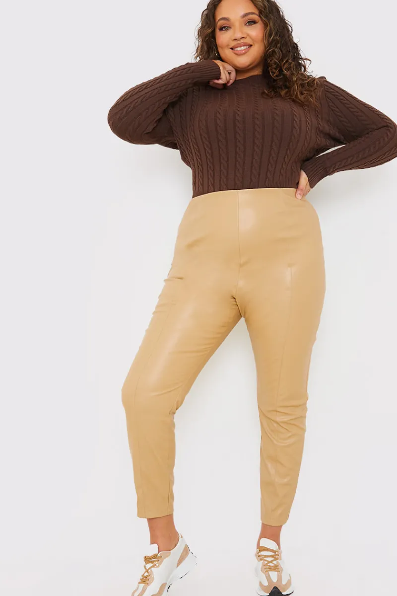 Leather Look Leggings With Elasticated Waist|In the Style Best