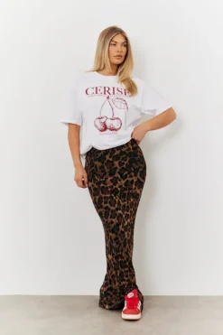 Leopard Mesh Maxi Skirt|In The Style Clearance