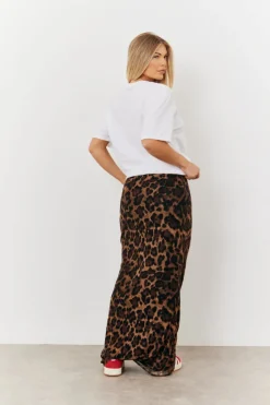 Leopard Mesh Maxi Skirt|In The Style Clearance