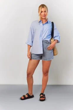 Denim Paper Bag Shorts|In The Style Online