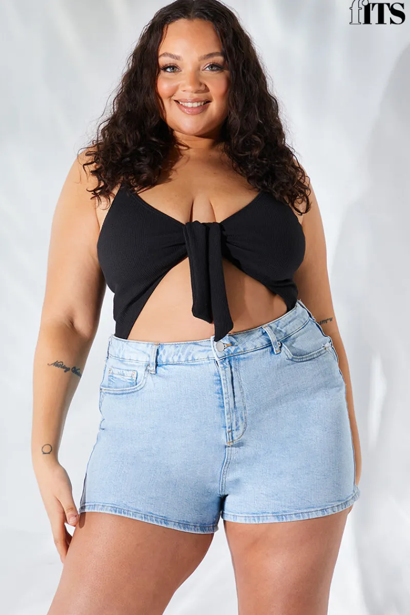 Light Wash Denim Mom Short|Fits Clearance