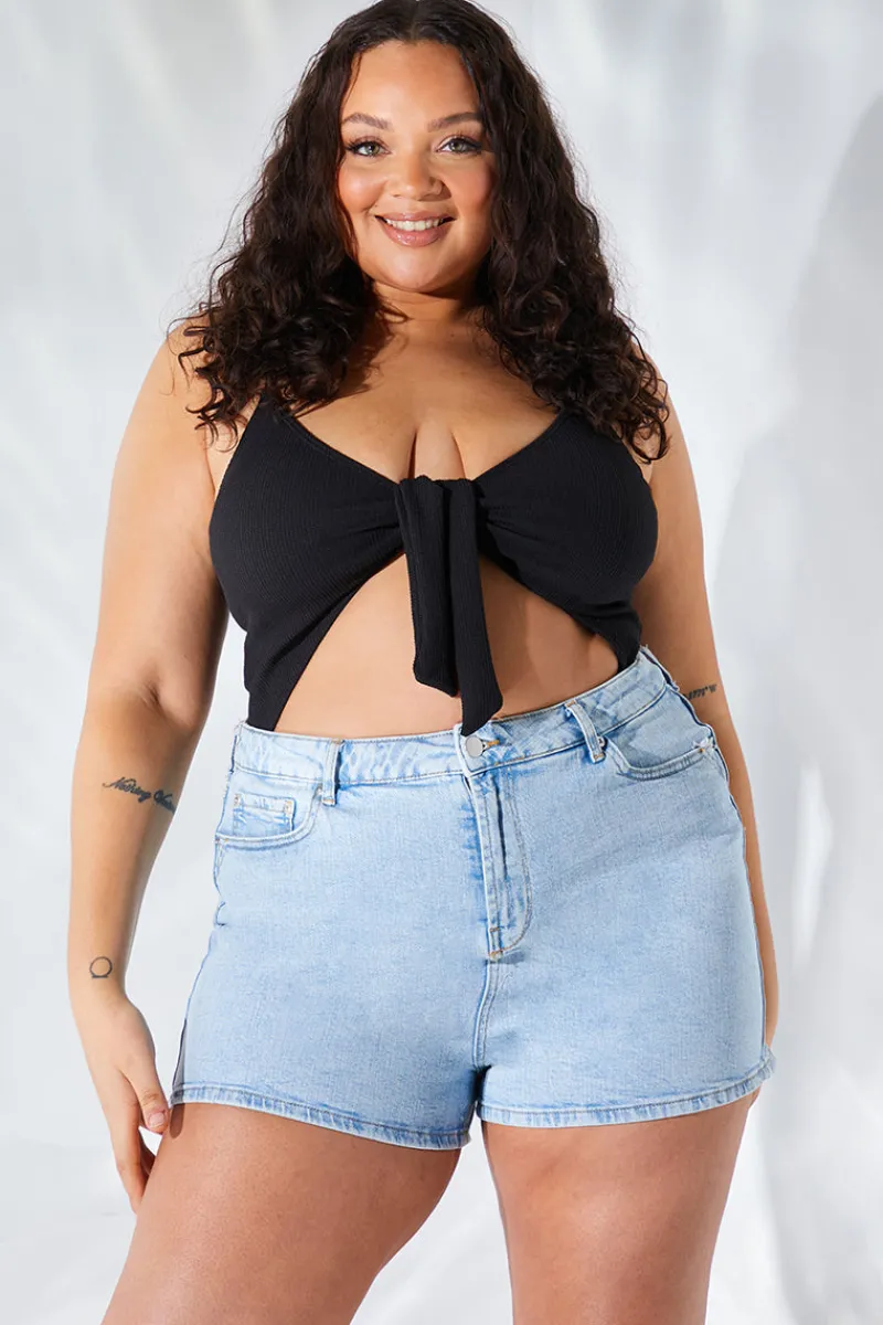 Light Wash Denim Mom Short|Fits Clearance