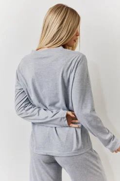 Long Sleeve Top and Trouser Slogan PJ Set|In The Style Hot