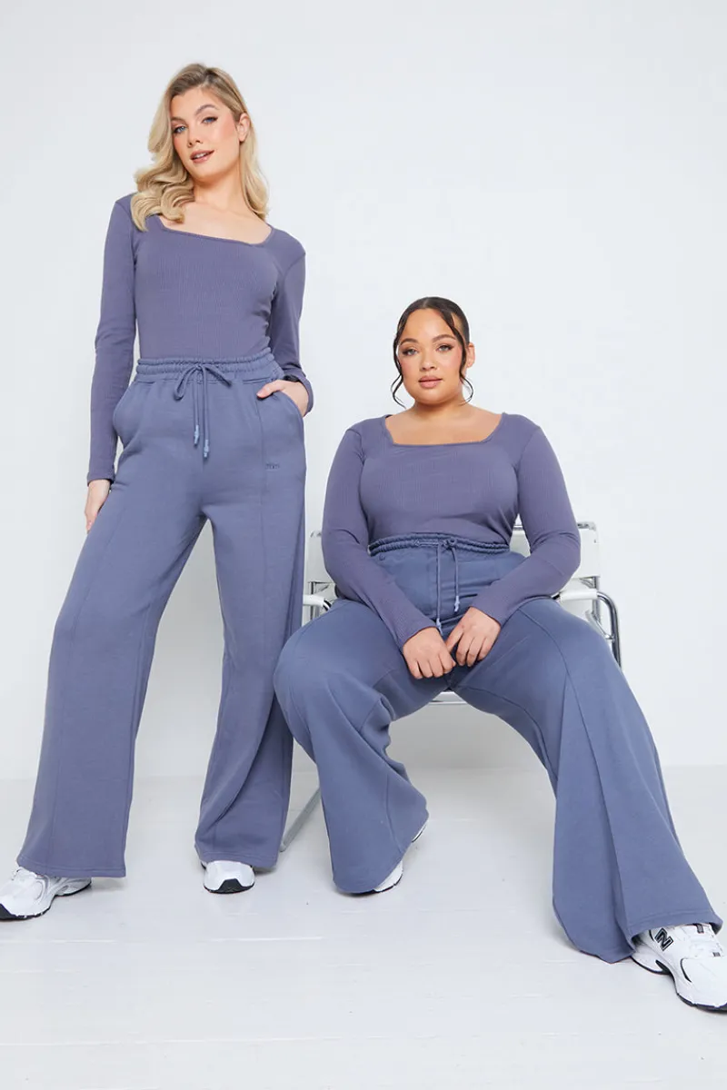 Long Sleeved Ribbed Square Neck Bodysuit|In The Style Discount