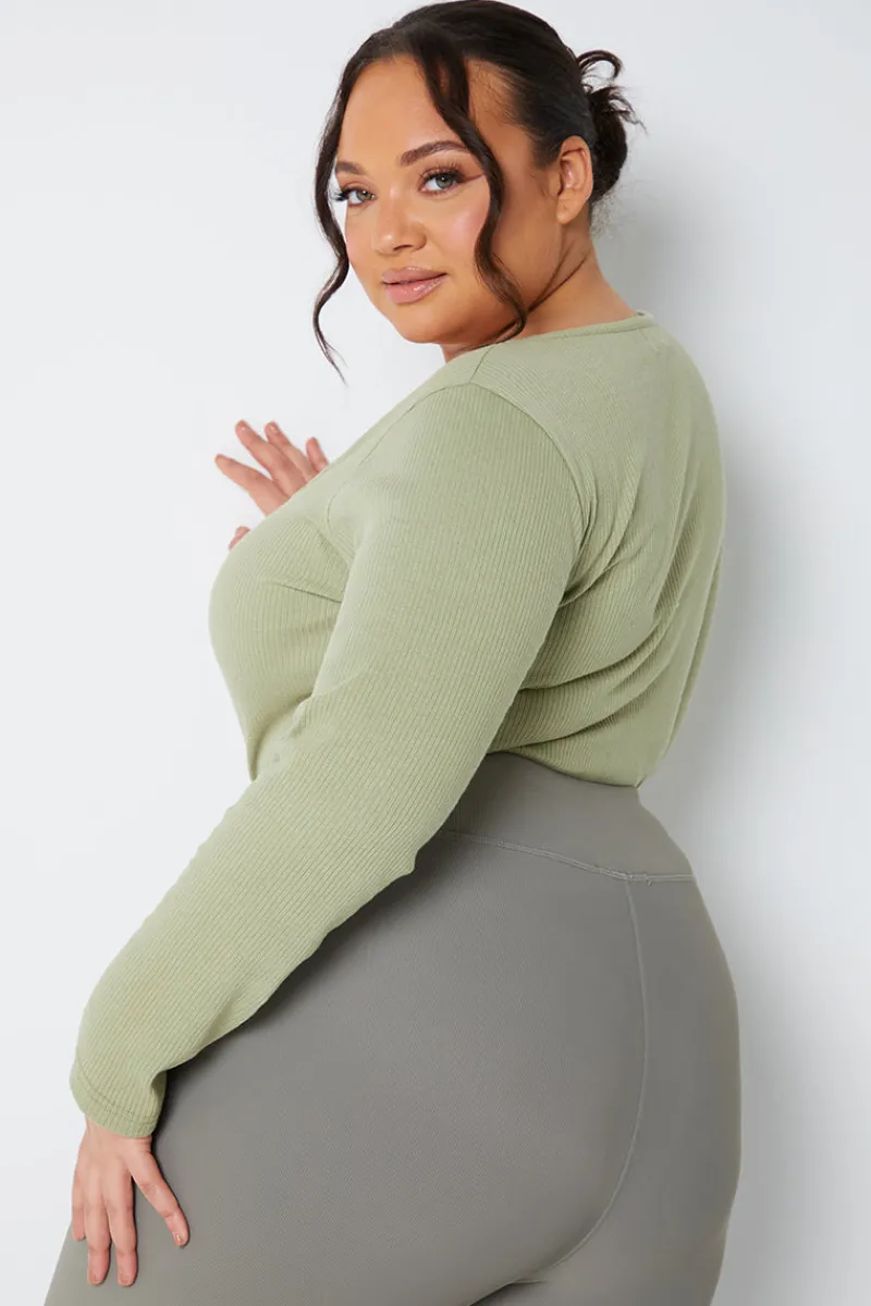 Long Sleeved Ribbed Square Neck Bodysuit|In The Style Discount