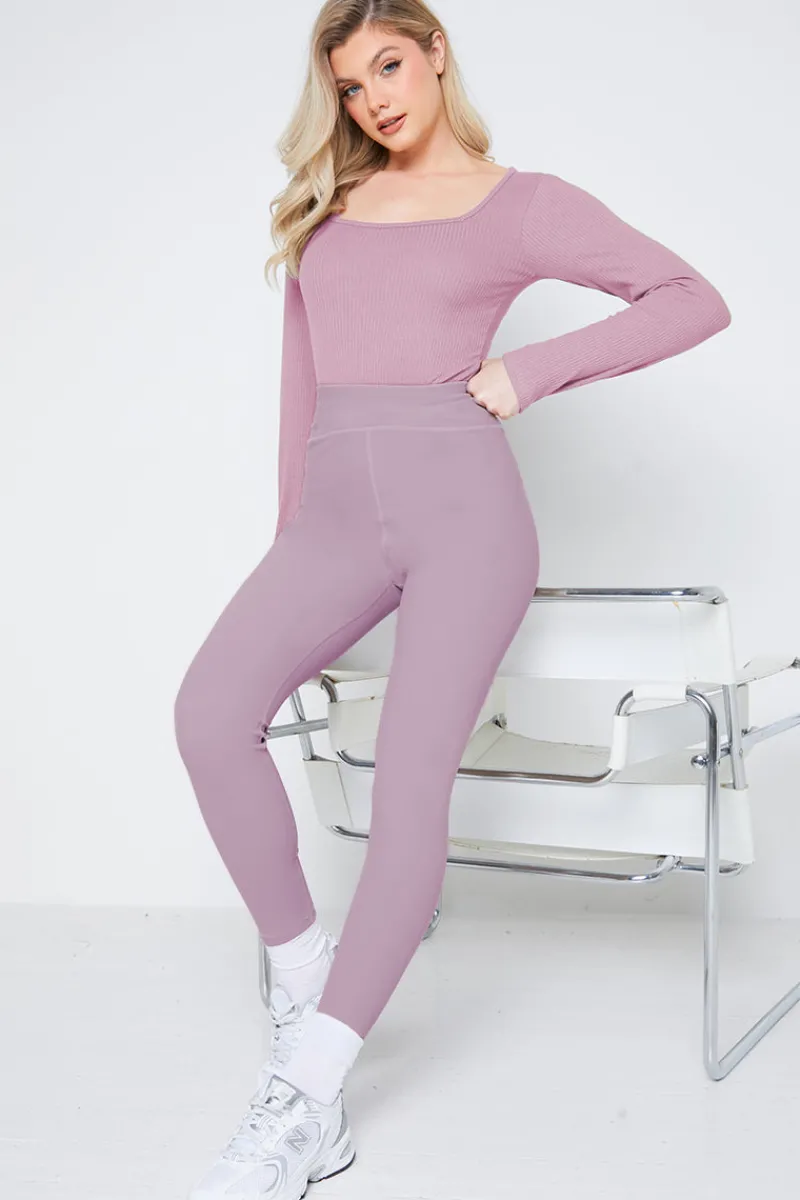 Long Sleeved Ribbed Square Neck Bodysuit|In The Style Discount