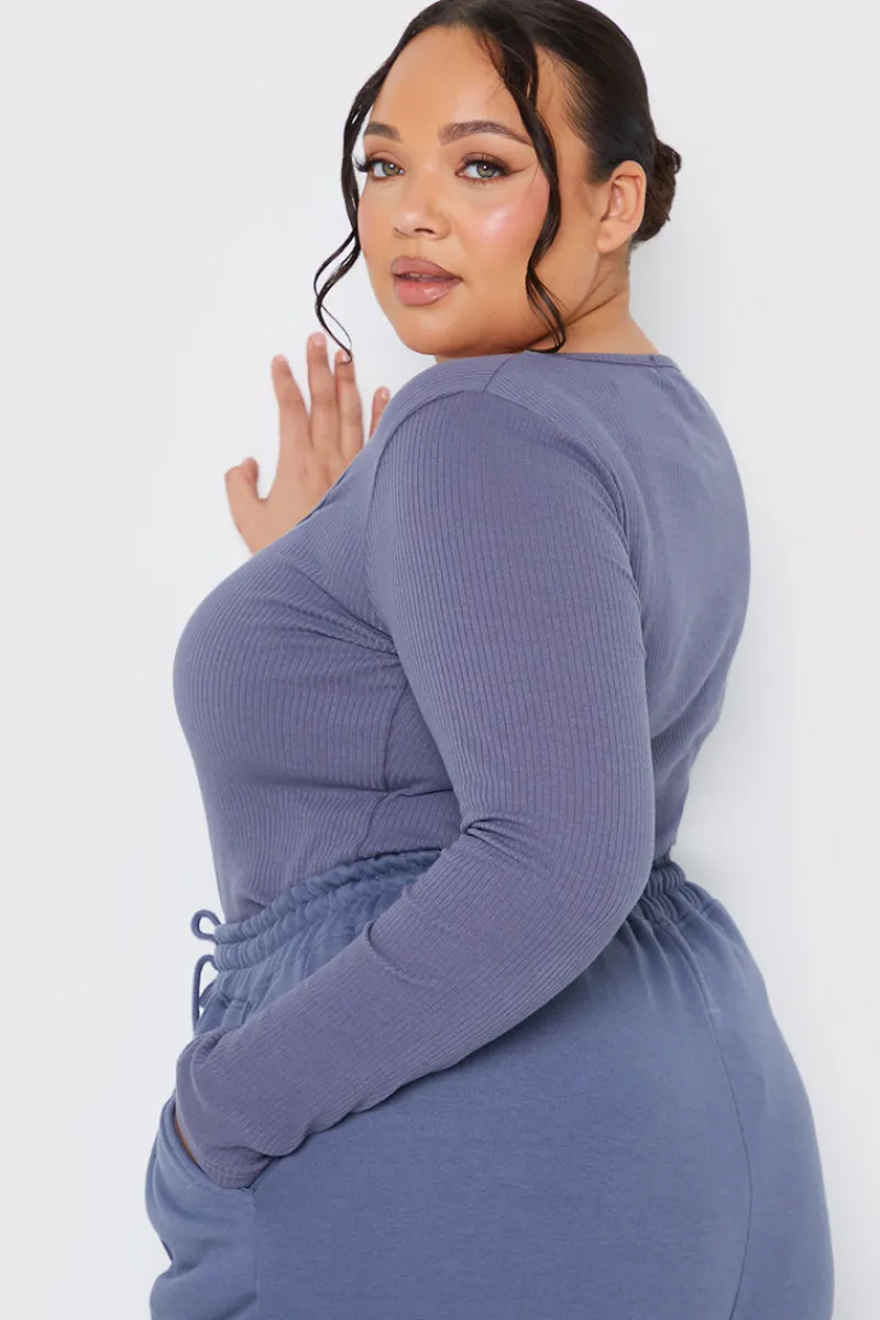 Long Sleeved Ribbed Square Neck Bodysuit|In The Style Discount