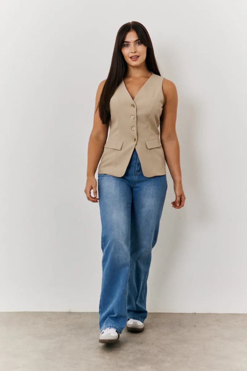 Longline Button Through Waistcoat|In The Style